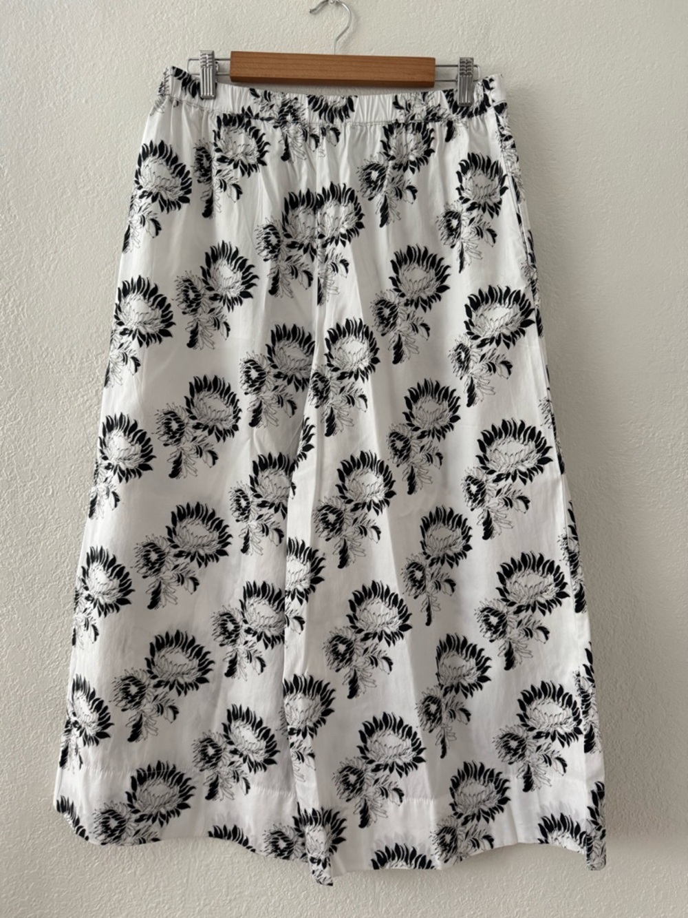 Madewell Pull-On Culottes in Cotton Poplin Wide Leg Med Graphic Sunflowers White - Picture 6 of 10